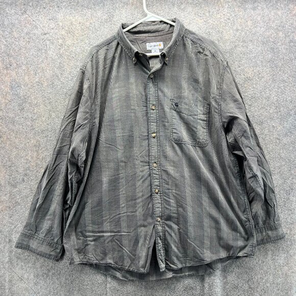 Carhartt Shirt Men XL Gray Check Plaid Cotton Work Button Down Extra Large - Picture 1 of 9